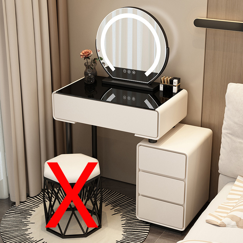 Tocador para el hogar Mesa de pizarra de roca simple con cajones Mesa de tocador de gran capacidad Mueble de almacenamiento junto a la cama Mesa de maquillaje integrada