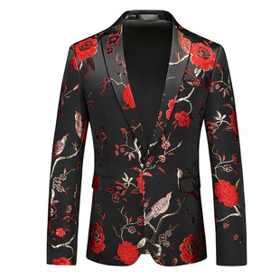Mainly Recommend Men's Large Size Suit Single West One Button Export Cross-Border 918 Red Cut Out Jacket Slim Fit