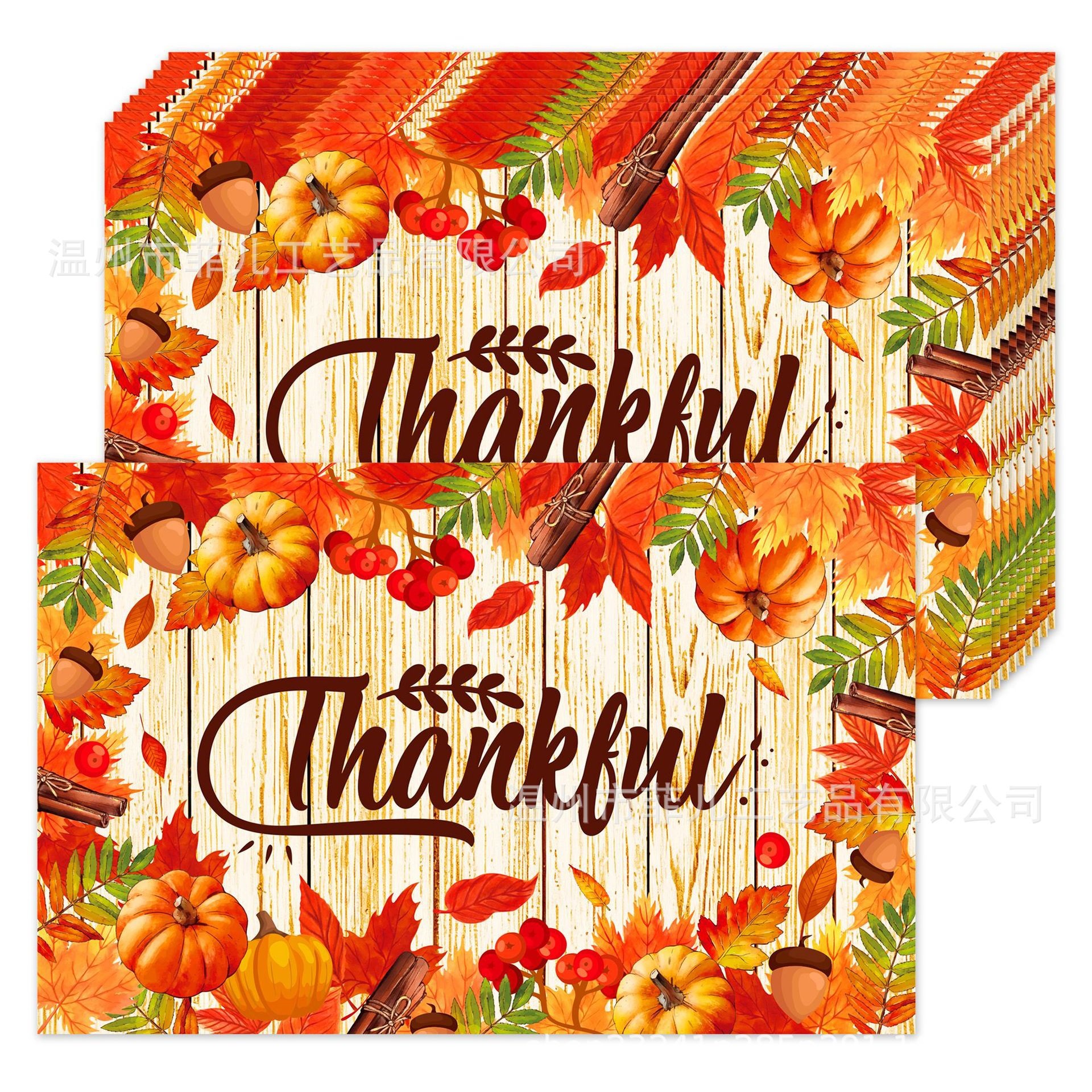 Ca165 Thanksgiving Maple Leaf Square Placemats Party Decoration Disposable Placemats for Parties