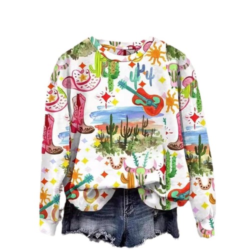 Summer 2025 Fashion Casual Fresh Floral Women's Long Sleeve Round Neck Sweatshirt Best Selling Autumn Women's Clothing on Independent Station