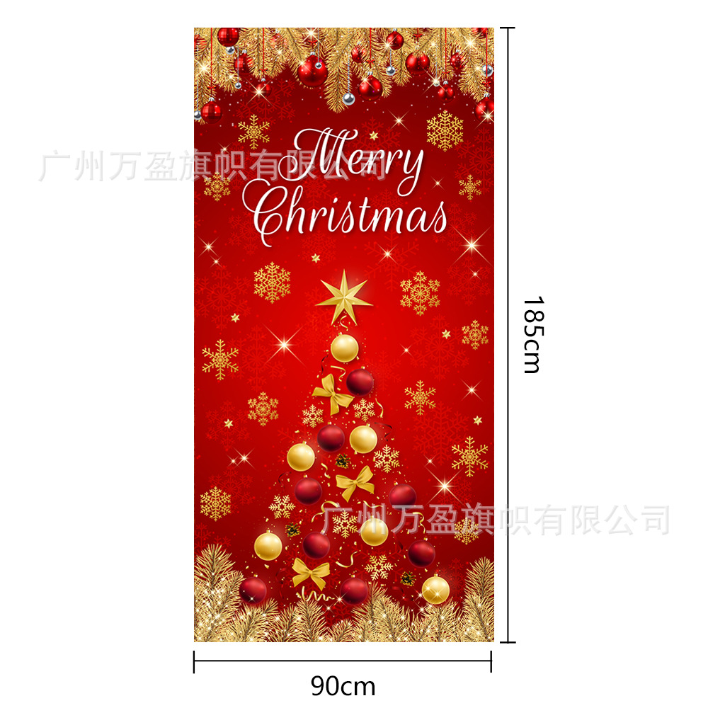 2025 nuevos productos de navidad cortina de bandera Santa Claus para ver la hoja de regalo decoración de tela colgante Bandera de bienvenida de Navidad