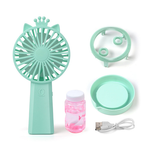 Mini small fan handheld wholesale Southeast Asian street stall fun automatic electric children's cartoon bubble blowing fan