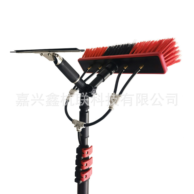 Cross-Border Dropshipping Telescopic Rod Water Brush with Wiper Extension Can Spray Water to Clean High Window Glass