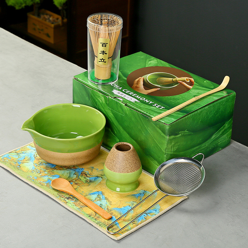 抹茶茶碗日本式抹茶宋代点茶道具陶磁器茶碗カップミキサー抹茶ブラシ茶コップセット|undefined