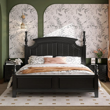 复古美式床实木现代简约1.5m1.8m双人床简美婚床古典黑轻奢法式床