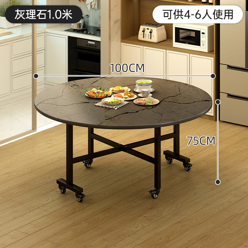 家用折叠桌出租屋折叠餐桌转盘大桌子可折叠圆桌餐椅圆形饭桌批发|undefined