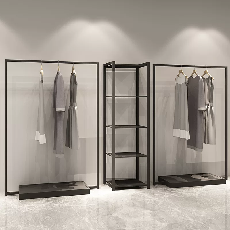 Clothing store display rack hanging rack floor men's and women's clothing shop clothing shelf clothes display shelf simple clothing rack