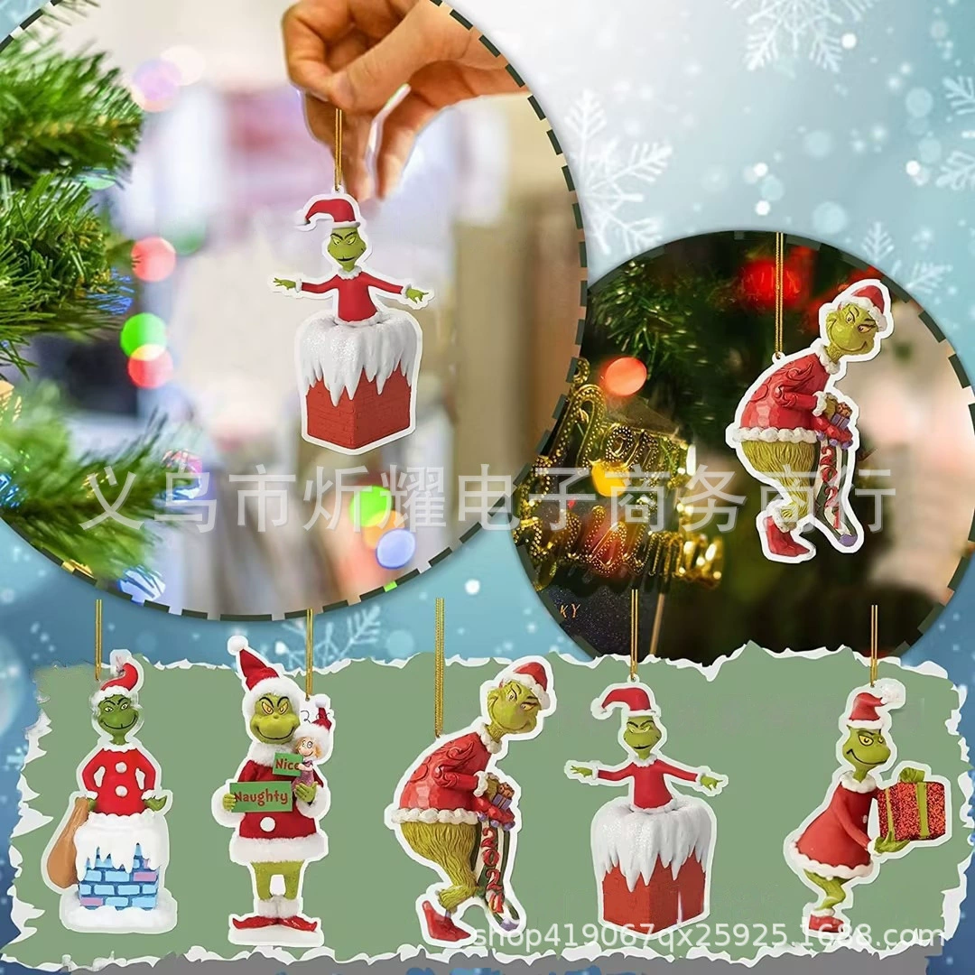 Мультфильм аниме персонаж рождественские украшения акриловой плоской машины зеркало заднего вида рюкзак кулон ремесла подарок