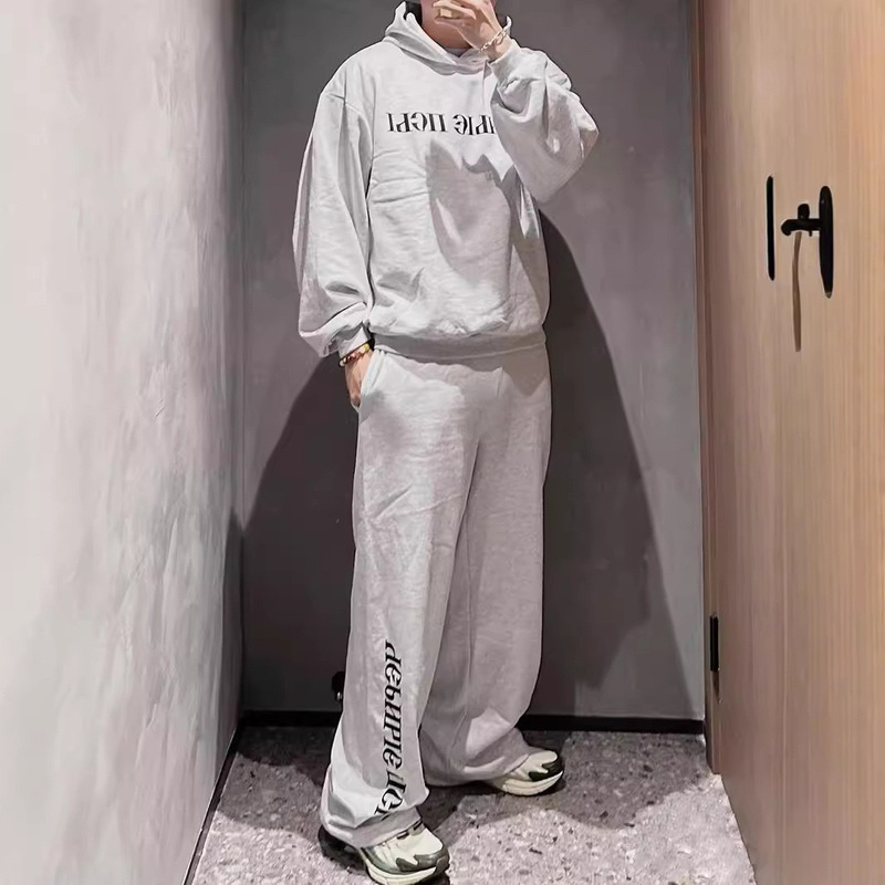 Yeezy Kanye Joint Gosha Russian Letters American High Street Men's and Women's Wide-Leg Straight Pants Sports Pants