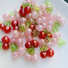 亚克力配件 DIY手机壳贴片儿童发饰跨境货源立体吊坠电镀爆裂樱桃