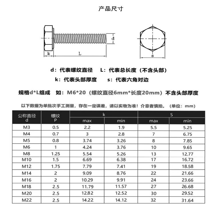 201不锈钢外六角螺丝GB30六角头螺丝M4M6M8M10-150*200加长螺丝钉