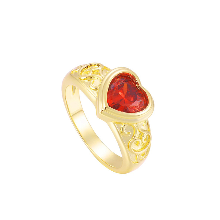 6g Weight PVD Coated Gold Plating Process Real Gold Plated Plating Material Zircon Inlay Material Rings Classification 6, 7, 8 Ring Size Wholesale Jewelry Retro Heart Shape 304 Stainless Steel Zircon 18K Gold Plated Rings