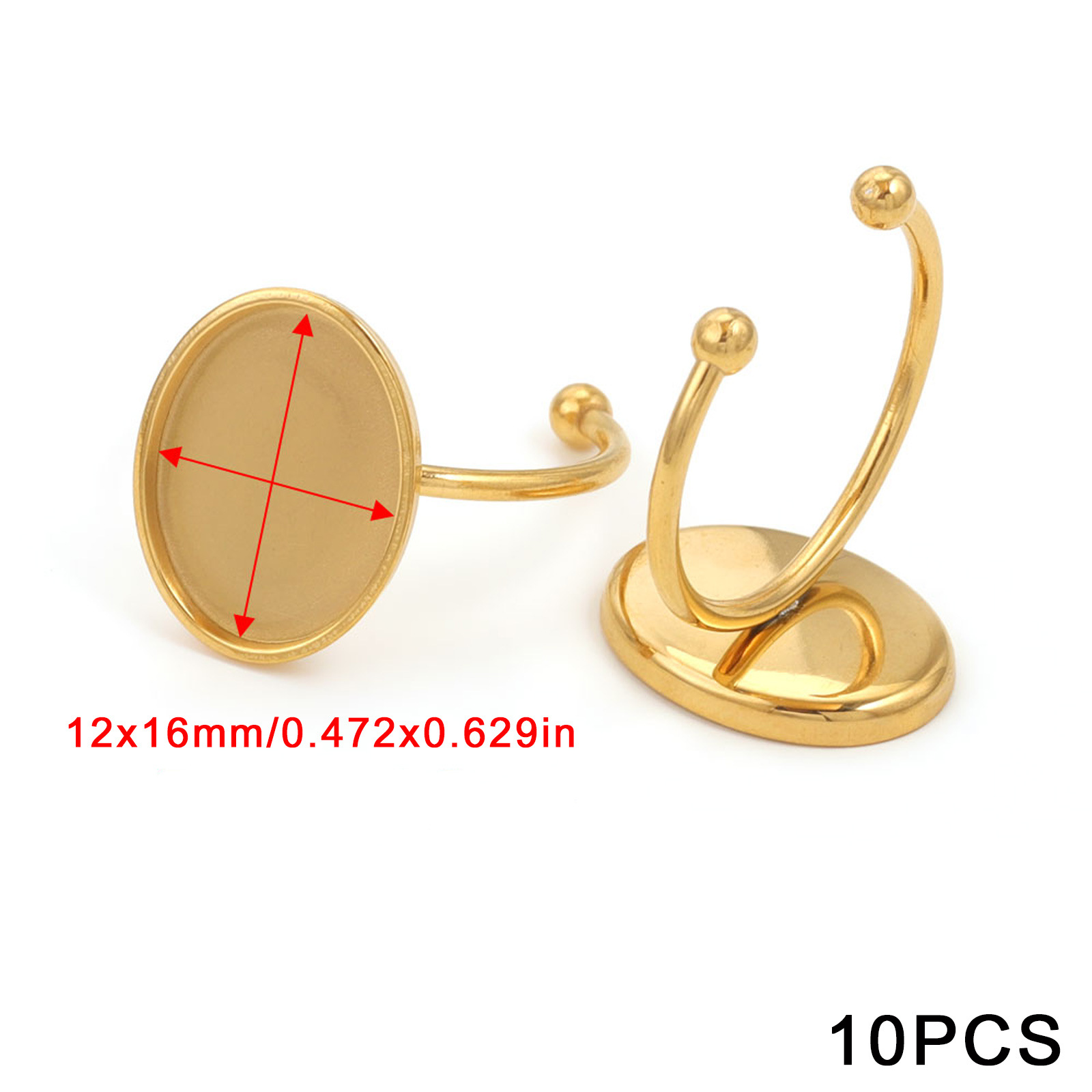 Acero inoxidable color-preservación pulido anillo titular DIY anillo plano anillo superficie horno oro incrustaciones perla apertura anillo titular Accesorios