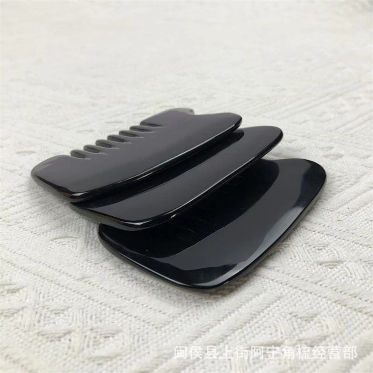 Horn Comb Six Teeth Head Massage Comb Gua Sha Meridian Comb Acupoint Stick Under 10cm in use