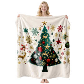 工厂现货 圣诞节日法兰绒小毛毯子一件起订 来图定制尺寸 JIT代发