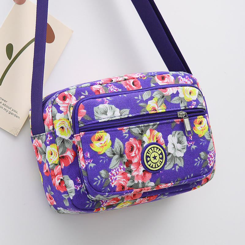 Wholesale Canvas Bags, Single-Shoulder Crossbody Bags, Bags for Middle-Aged and Elderly Women, Street Vendor Bags, Floral Bags, Small Square Bags, Versatile Crossbody Bags