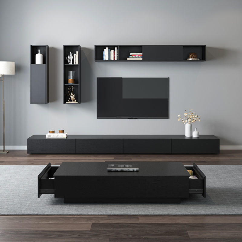 电视柜地台北欧茶几组合简约现代黑色家具小户型客厅电视机柜矮柜