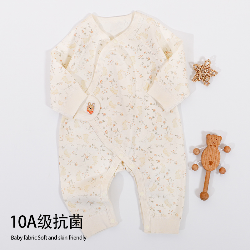 新生婴儿蝴蝶衣纯棉和尚服春秋款兔年小兔子无骨初生宝宝连体衣