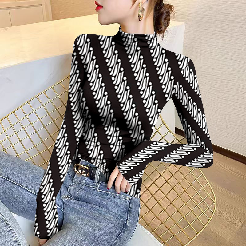 Polka Dot Half Turtleneck Bottoming Shirt for Women, Spring and Autum Style, Slim Fit, Inner Wear and Outer Wear, Free Shipping Polka Dot Half Turtleneck Bottoming Shirt for Women, Spring and Autum Style, Slim Fit, Inner Wear and Outer Wear, Free Shipping