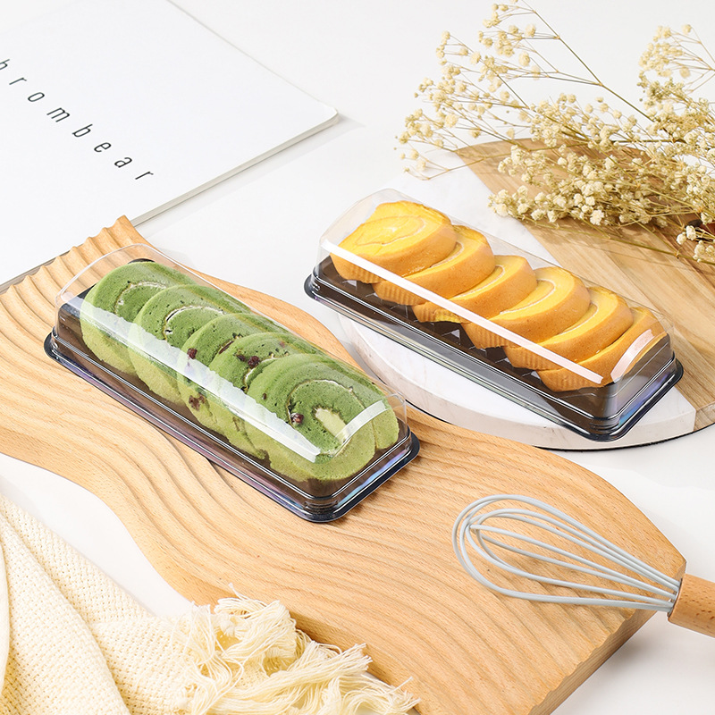 长条梯形蛋糕卷虎皮卷寿司卷瑞士卷烘焙糕点一次性透明包装盒