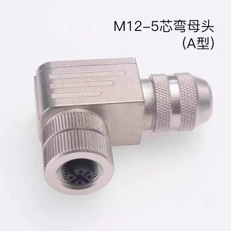 M12 Aviation plug Metal Mother head sensor with shielding 4 core 5 core 12 pinhole connector waterproof