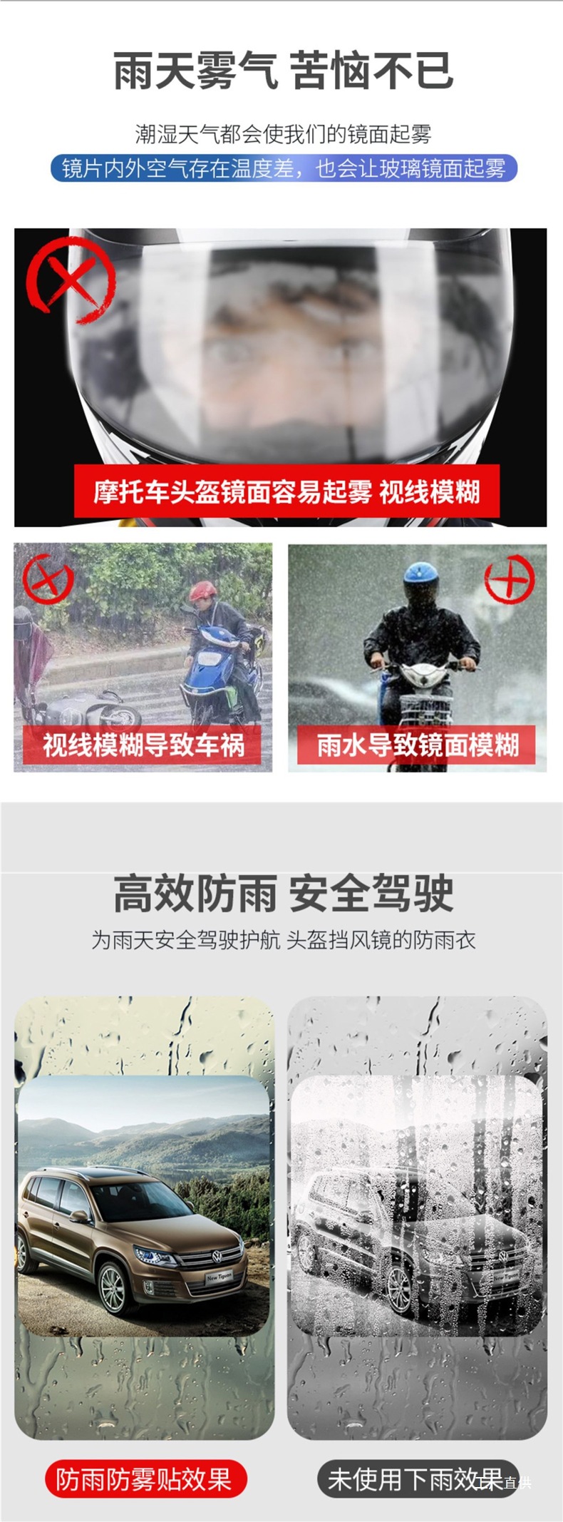 Electric Motorcycle Helmet Rainproof Film Waterproof Anti-Fog Film Full Half Helmet Windproof Goggles Anti-Fog Film Lens Universal