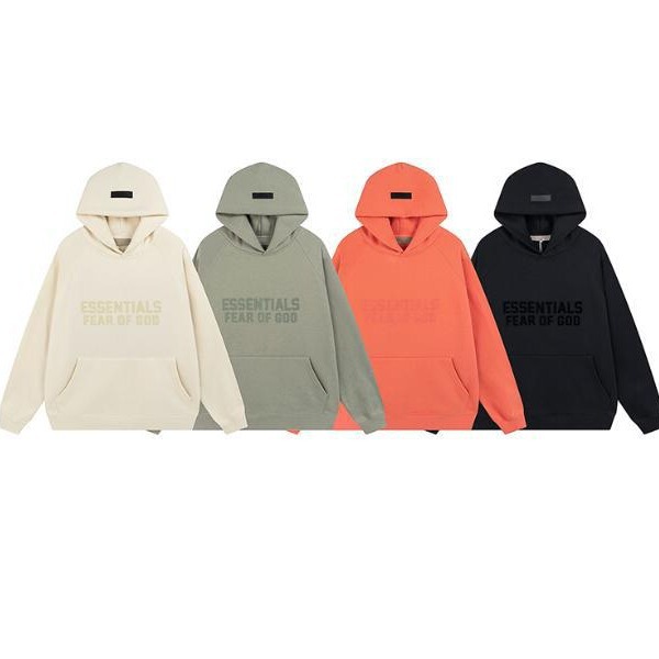 FEAR OF GOD double line ESSENTIALS flocking letters men's and women's loose High Street fleece-lined hooded sweater fashion