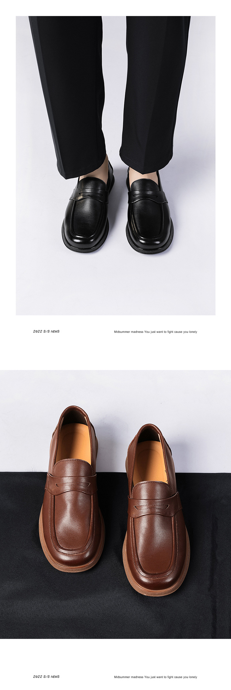 New square head leather shoes men's business soft bottom breathable casual shoes_vogvips.com