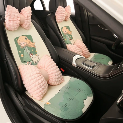 26 Styles of Cute Cartoon Car Seat Cushions for Girls, Suitable for All Seasons, Breathable Summer Cooling Pads, Personalized Goddess Style