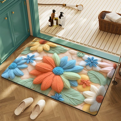 Floor Mats for Home Entrance, Avtomobil döşəmə paspasları - flower-7-4060cm-crystal-velvet