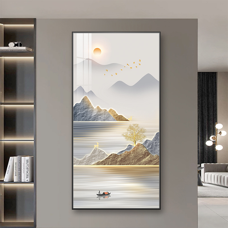Mặt trời mọc / 30*70cm hợp kim nhôm tinh thể sơn khung vàng