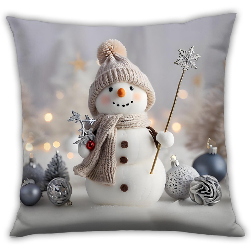 Navidad abraza almohada blanca leche alta sensación Santa muñeco de nieve impresión cojín fábrica directa para el hogar transfronterizo image 5
