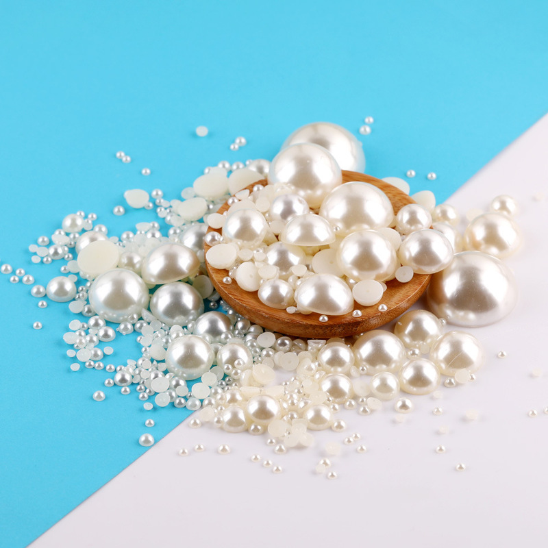 DIY accessories handmade material ABS round half flat patch nail pearl highlight semicircle imitation pearl