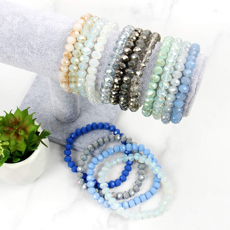 4 Pieces Quantity Daily Occasion Fashion Solid Color Crystal Wholesale Bracelets