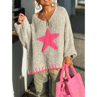 F 11587 Star Pattern Loop Yarn Sweater ���ǈD��ȦȦ��ë��