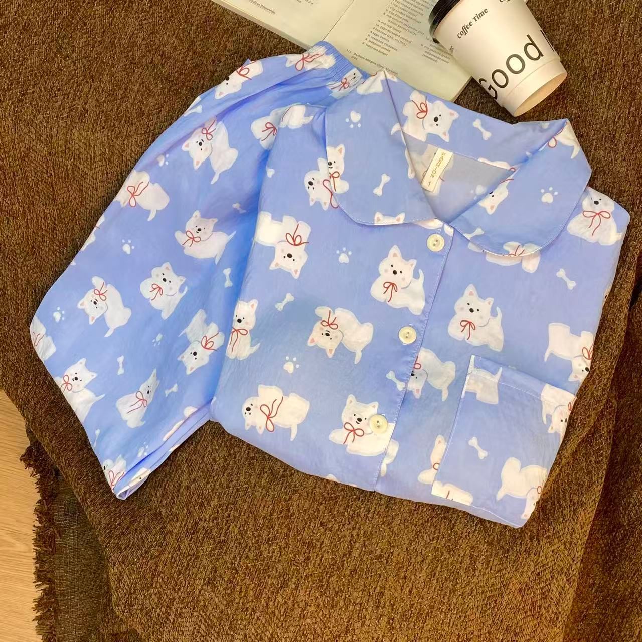 Al por mayor transfronterizo explosión con cojín de pecho primavera y otoño dulce nubes algodón pantalones de manga larga pijamas de niñas estudiantes set de ropa para el hogar