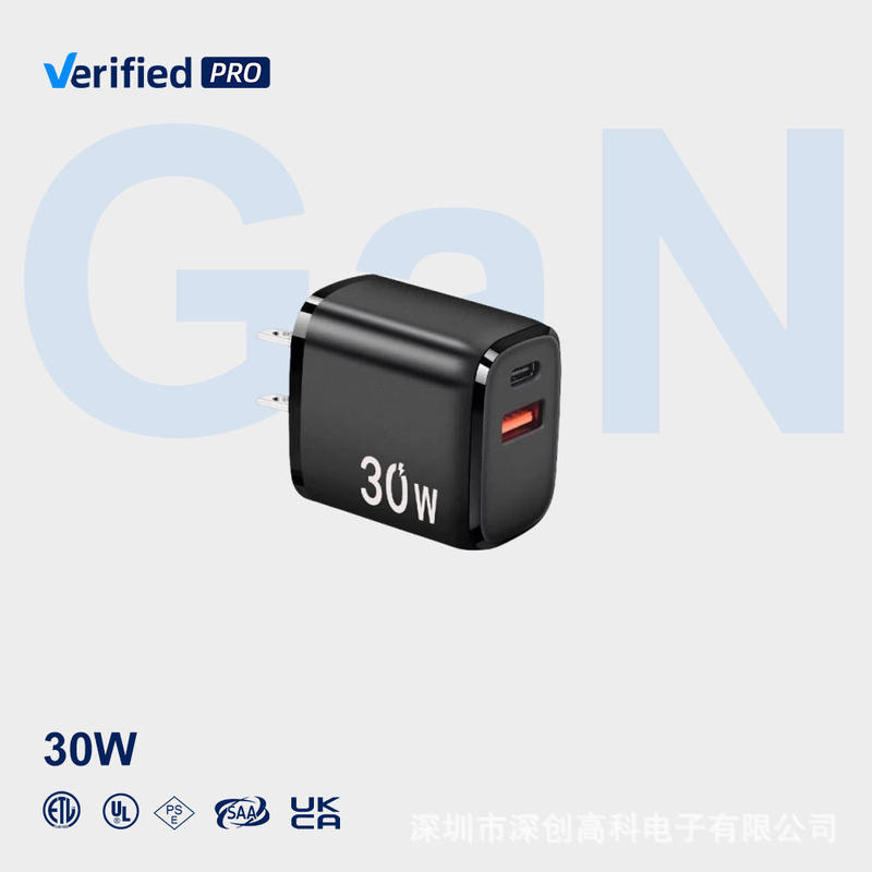 Type-C Charger 30W Dual Port Gallium Nitride Charger Us Socket Type C Pd 3.0 USB Smart Fast