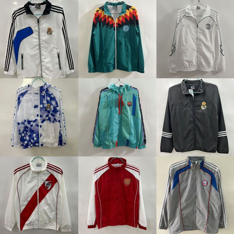 Popular Retro Jersey Football Uniform Reversible Windbreaker Jacket Real Madrid Barcelona Spain Argentina Training Uniform