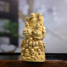 黄杨木雕十八罗汉佛像摆件中式木质f雕刻降龙伏虎家居饰品工艺礼