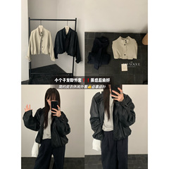 ISO VOGUE-个子福音皮衣款韩系立领简约百搭短款皮衣外套皮衣6072