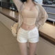 Korean Style Natural Full Hip Denim Shorts 2024 Summer Solid Color All-match Low Waist Slim-fit Slimming Waist-hip Ratio Hot Pants