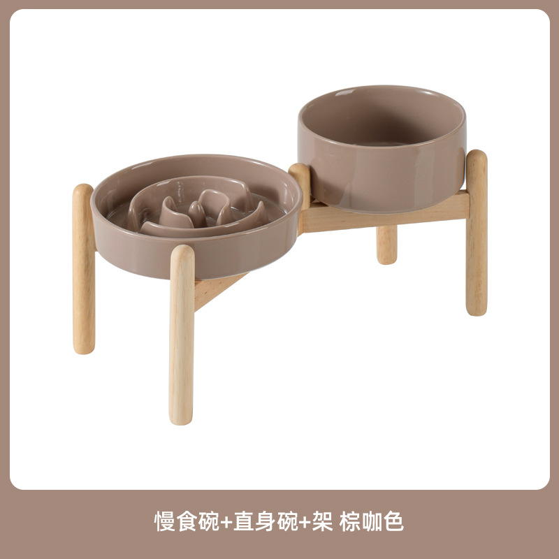 Tazón de cerámica para perros y gatos para mascotas, cuello para perros y cachorros pequeños y medianos, anti-derrumbe, anti-asfixia, tazón de alimentación lenta, tazón de alimentación lenta transfronterizo