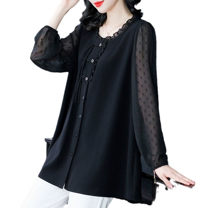 Весенний шифоновый shirt, plus size, цветочный принт, облегающий, интернет-знаменитость, свободный крой