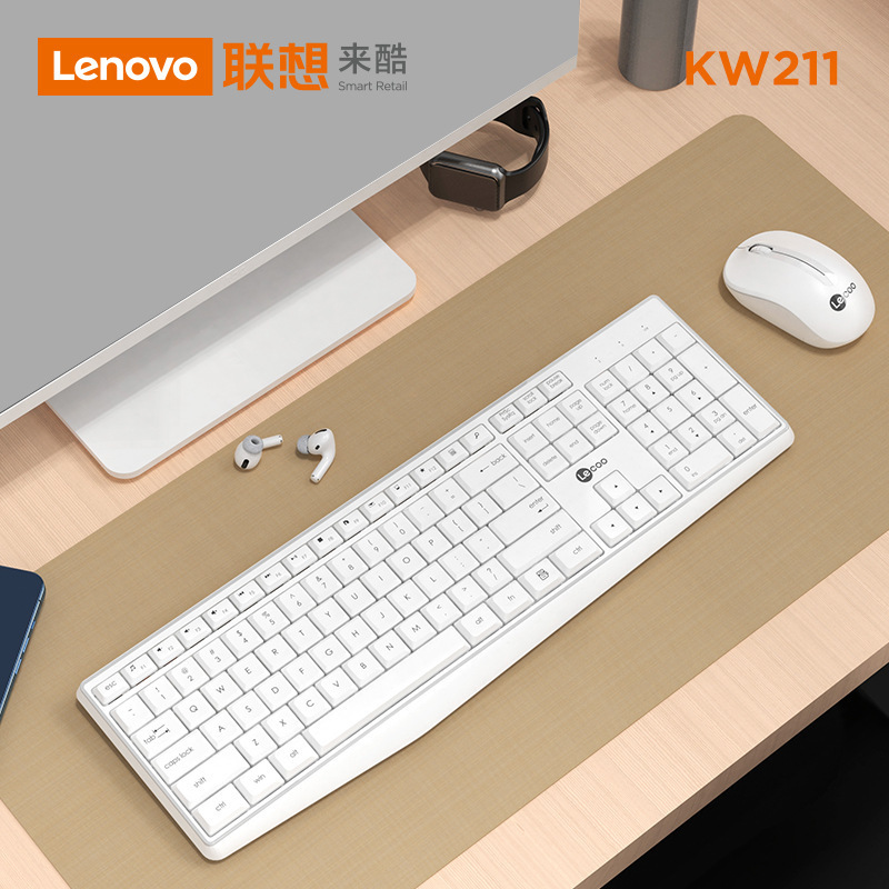Lecoo来酷kw 211無線2.4G黒白色無線セットパソコンキーボードマウス家庭用オフィスキーボード|undefined