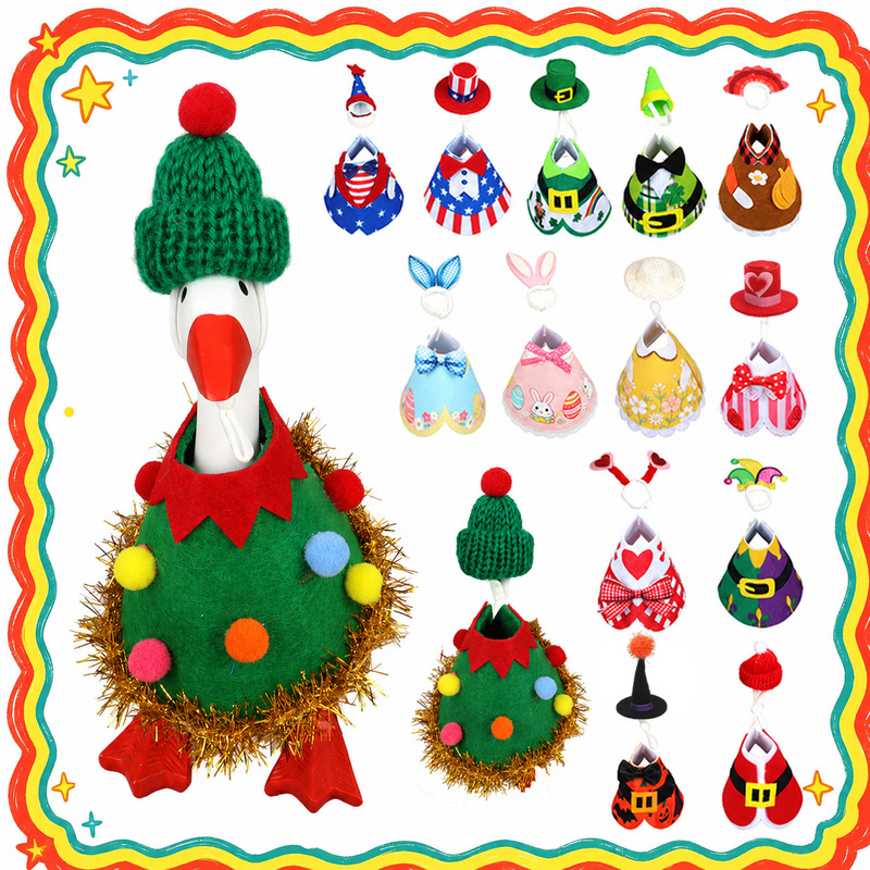 Cross-Border 7inch Garden Goose Clothing Set, Various Styles of Goose Costume Accessories, Holiday-Themed Dress-Up Props and Accessories Cross-Border 7inch Garden Goose Clothing Set, Various Styles of Goose Costume Accessories, Holiday-Themed Dress-Up Props and Accessories