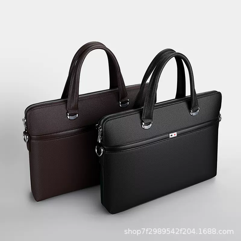 男士公文包手提14寸电脑包手提包男横款商务办公包厂家批发手拎包