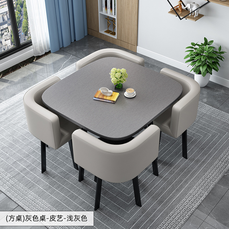 Simple Recepción y negociación pequeña mesa redonda mesa de recepción negociación reunión mesa de invitados y silla traje Oficina área de descanso mesa y silla combinación