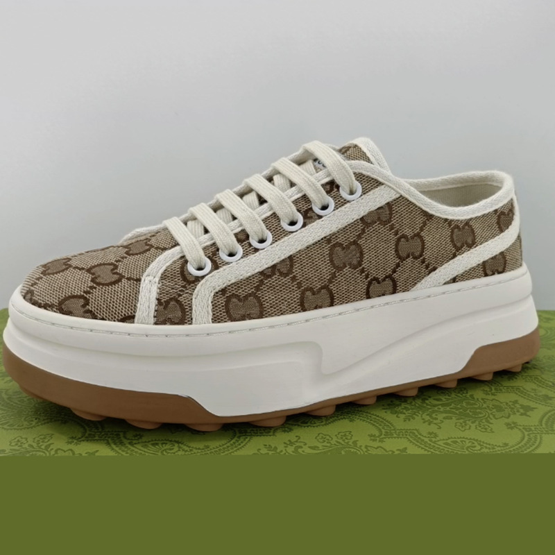 G Home 1977 Thick-Soled Embroidered Canvas White Shoes 2025 New Style Lace-Up Color-Blocked Thick-Soled Lace-Up Round-Toe Women's Shoes