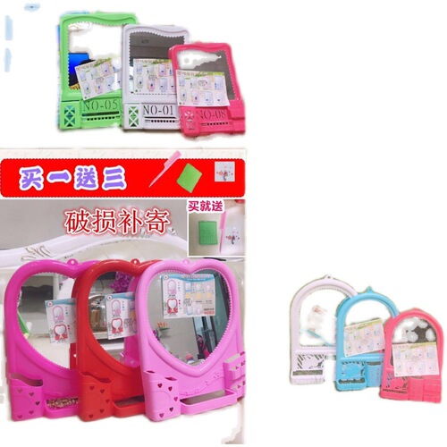 WBZ7 old-fashioned practical toilet bathroom small mirror wall dormitory bathroom mirror simple wall hanging without punching tape