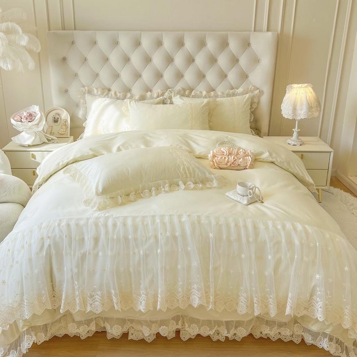 Ensemble de literie quatre pièces 100 % coton, jupe de lit 100 % (réf. 13372) - Weimeng_voghion.com